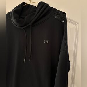 Under Armour Black Pullover Hoodie with Funnel Neck and Mesh Sleeves